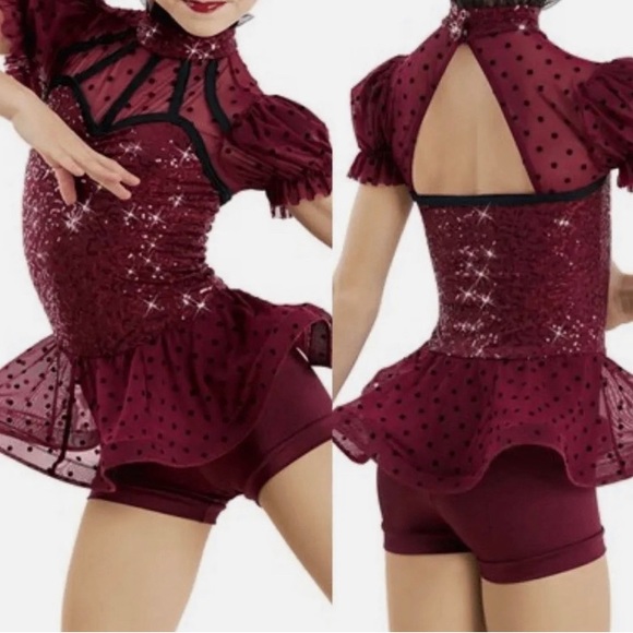 Used Weissman Medium Child Burgundy Jazz Contemporary Costume - Picture 1 of 3